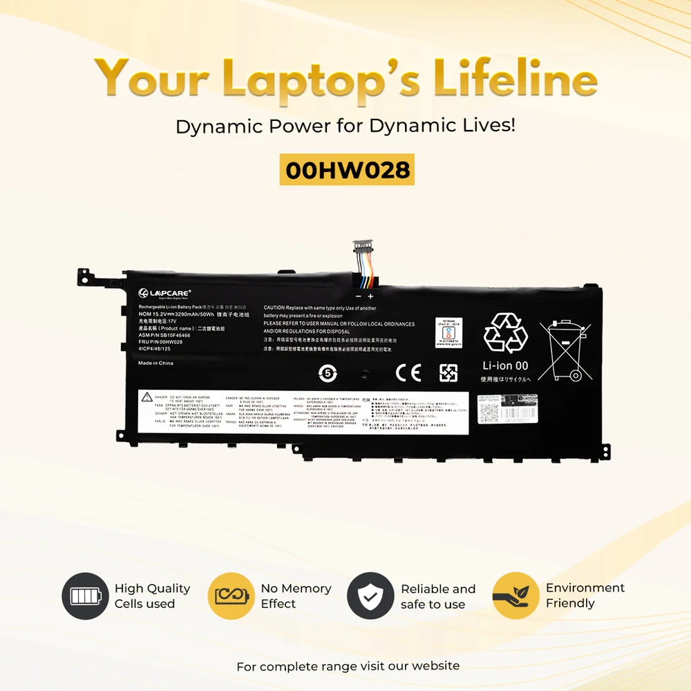 Lapcare Laptop Battery Compatible For Lenovo ThinkPad X1 Yoga | 00HW028 view 3